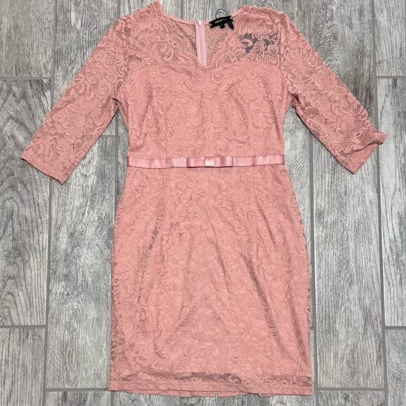 Miusol Women Stretch Lace Dress Large Blush Pink V-Neck Elle Woods Office Siren - Picture 11 of 11